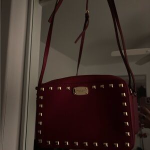 Michael Kors Burgundy Studded Crossbody Bag
